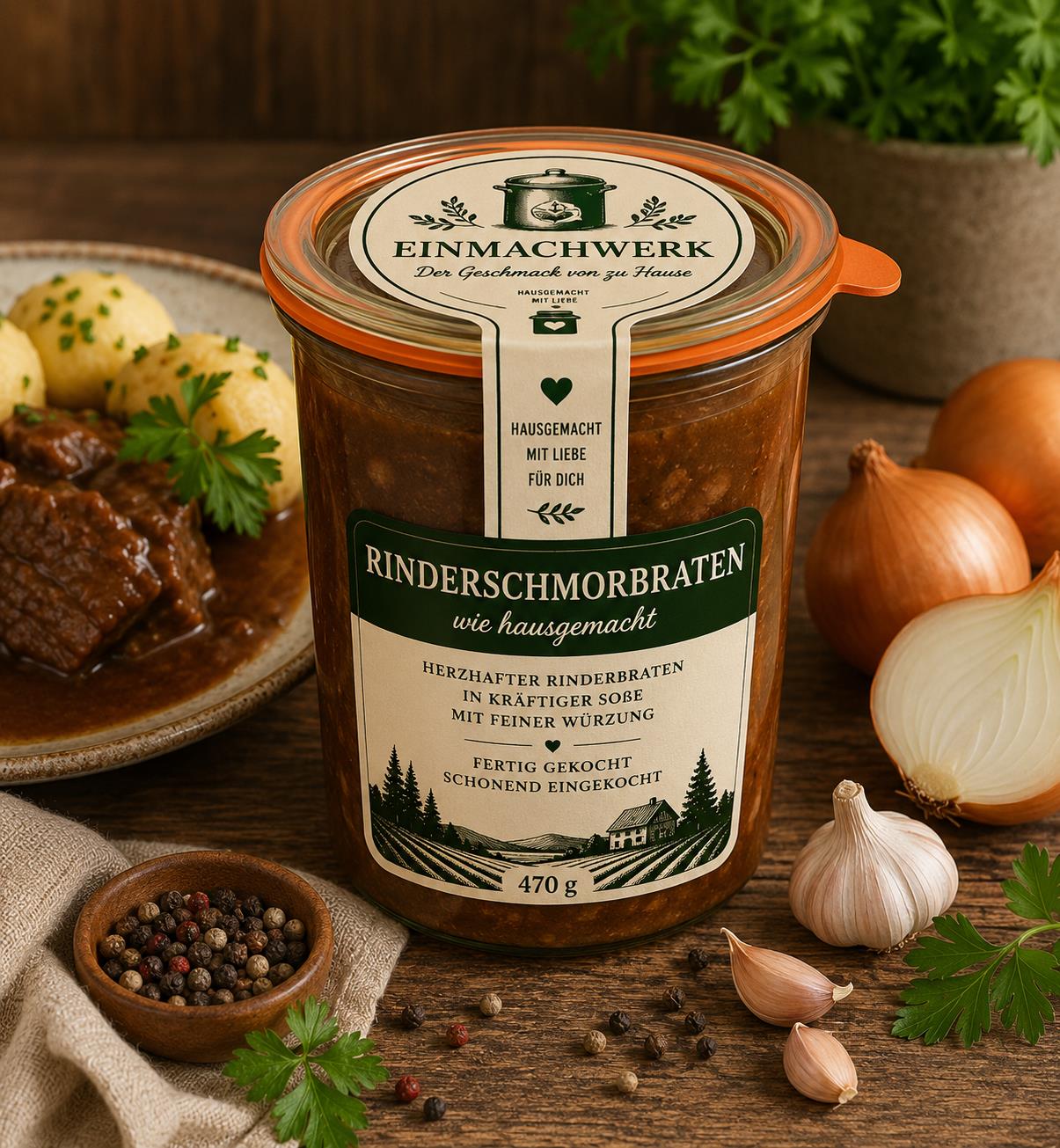 Einmachwerk Rinderschmorbraten im Weckglas